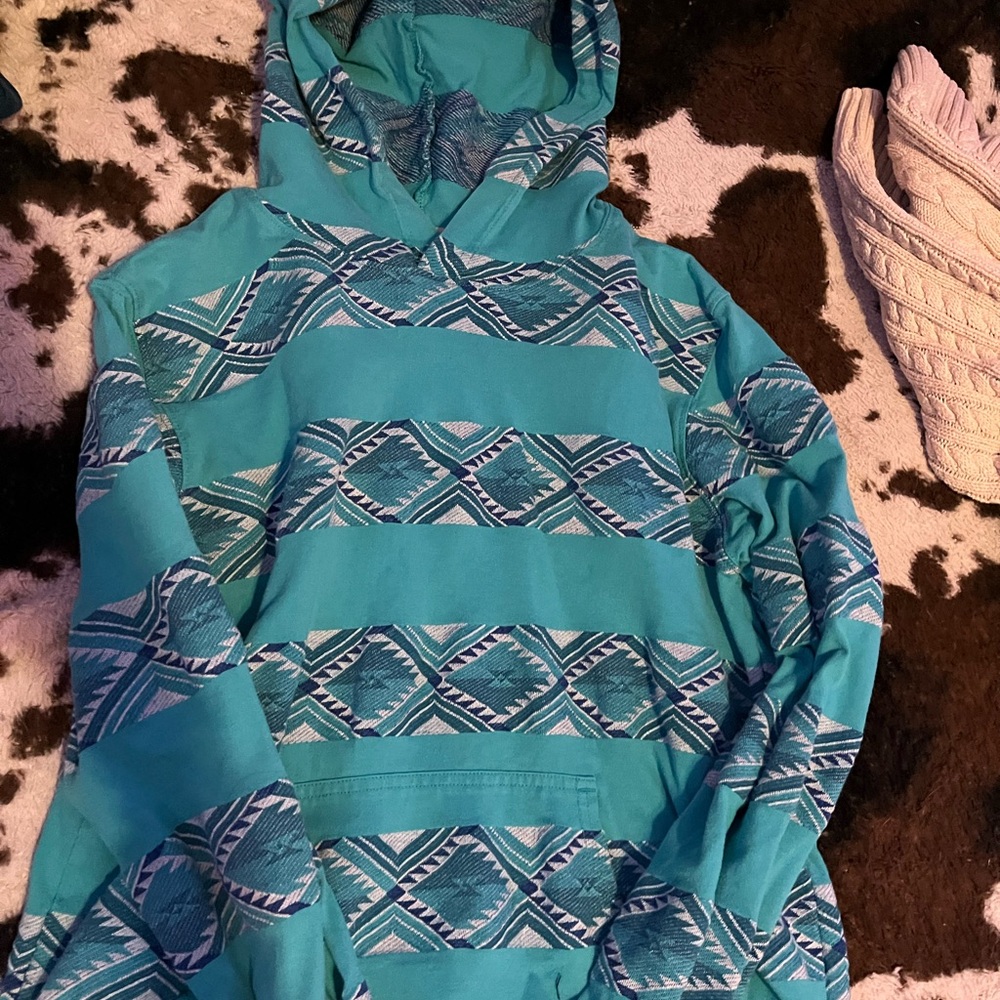 Teal Patterned Hoodie